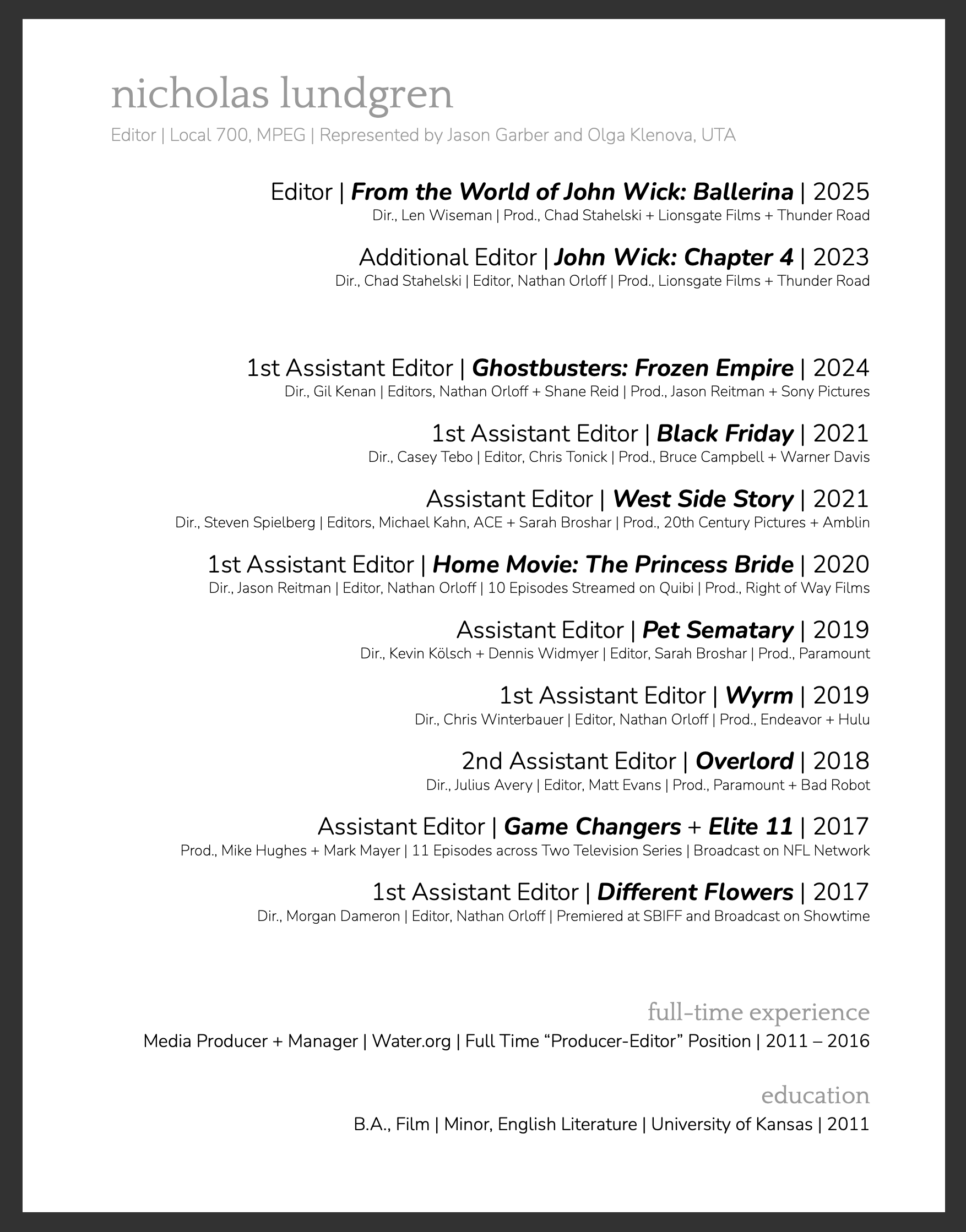 Nicholas Lundgren Resume
